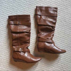 Brown Slouchy Knee Boots